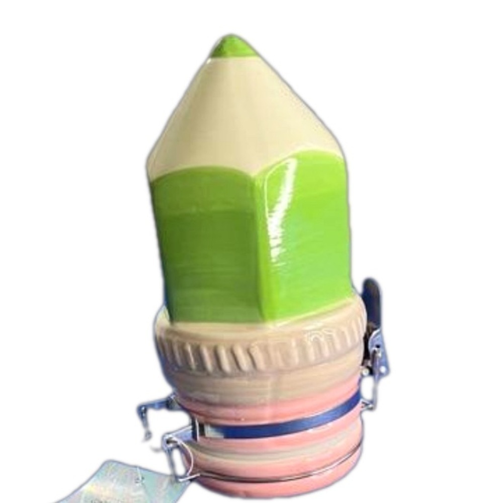 Contained Art Green Pencil Ceramic Jar